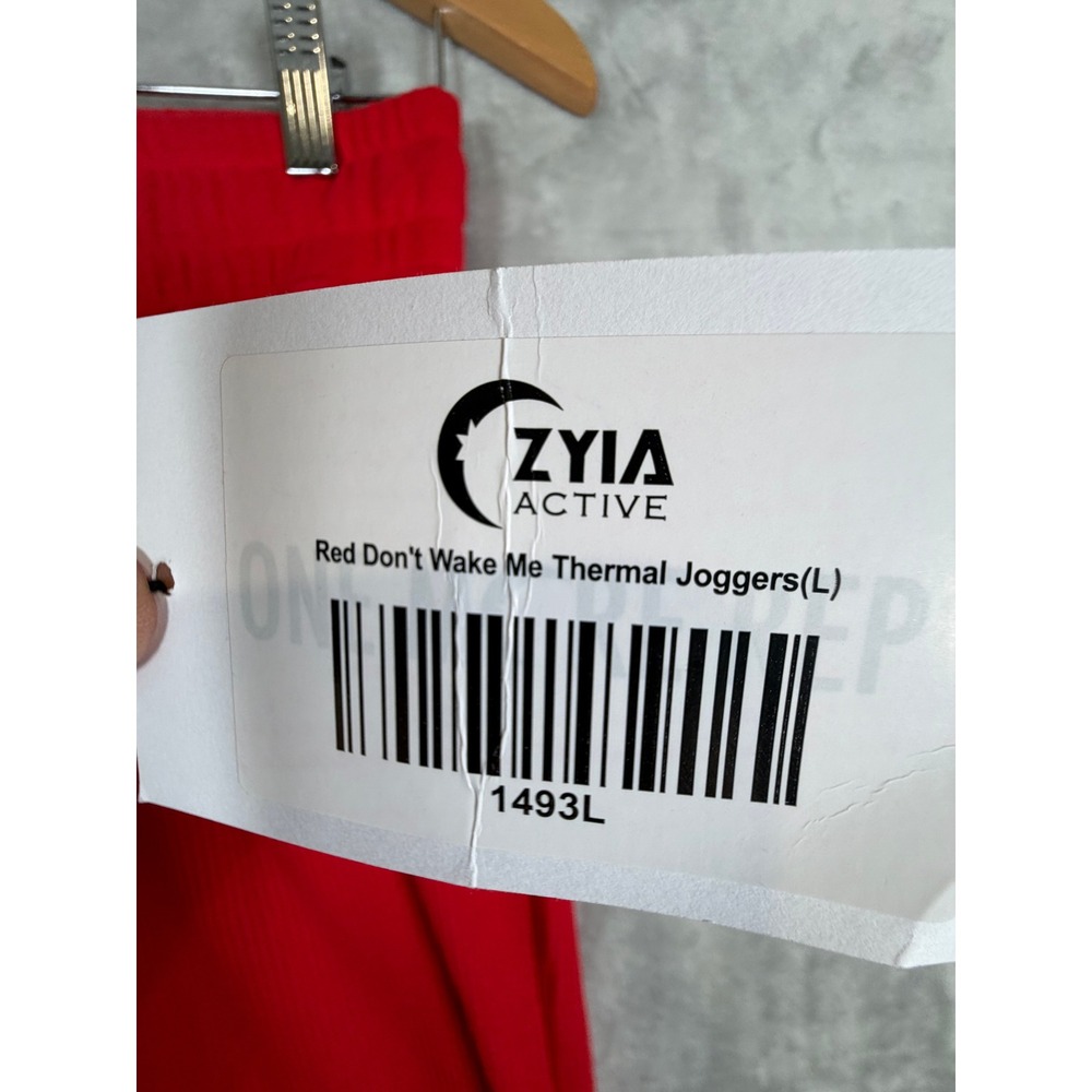 New Zyia Active Don't Wake Me Thermal Joggers Large Red Lounge Pants Pajamas - Picture 10 of 13